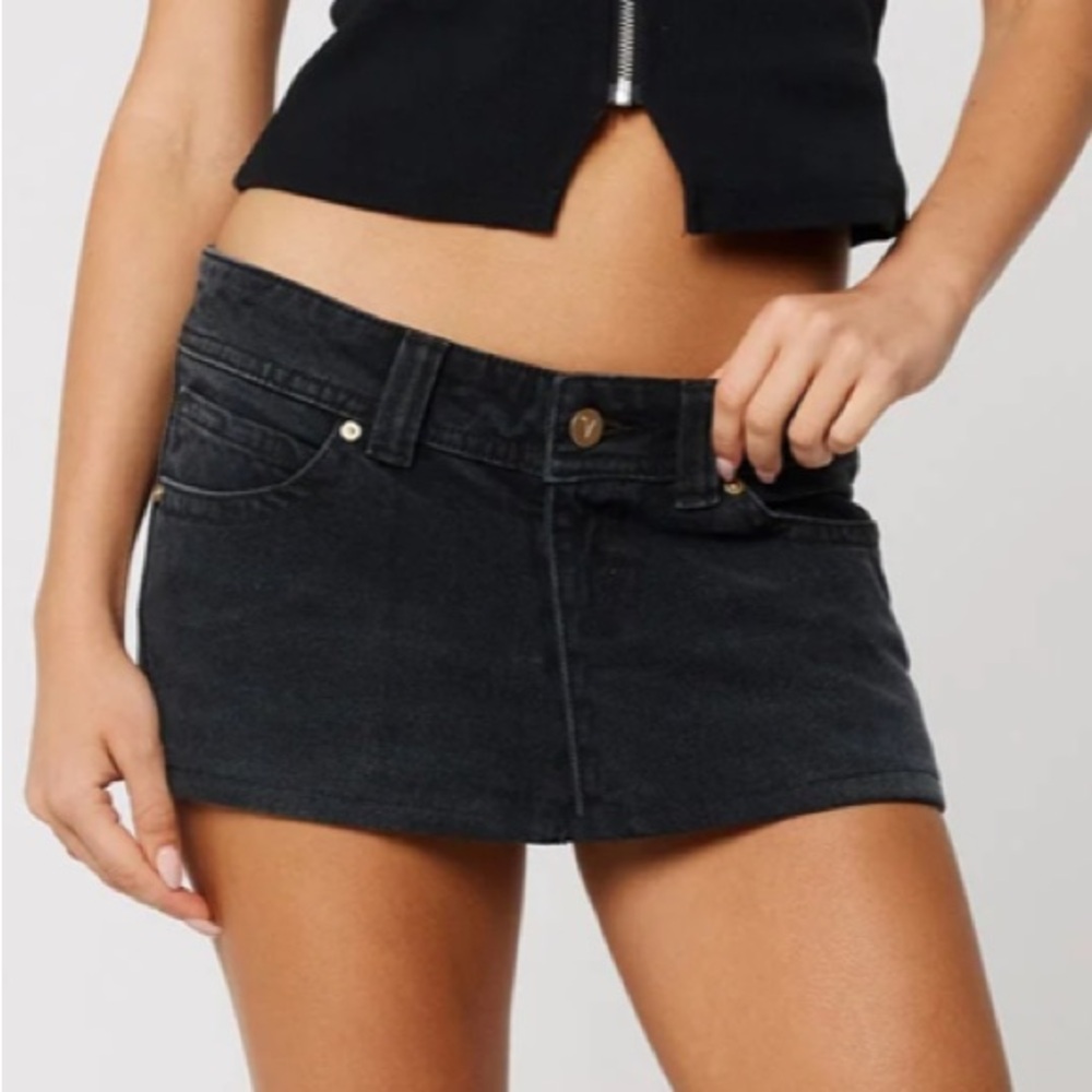 Abrand Black Denim Mini Skirt